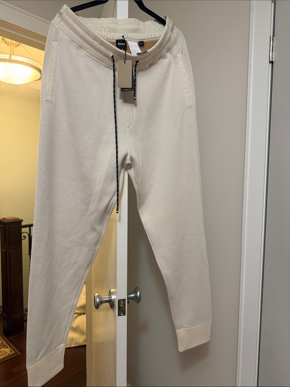 BOSS Cream Drawstring Joggers for Men size L